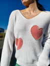 Pearl Beaded Heart Pattern Sweater