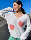 Pearl Beaded Heart Pattern Sweater