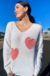 Pearl Beaded Heart Pattern Sweater