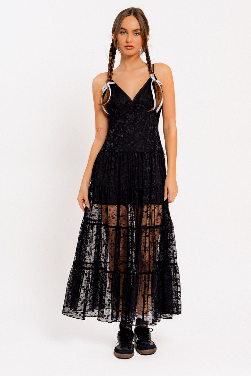 Spaghetti Strap Lace Maxi Dress