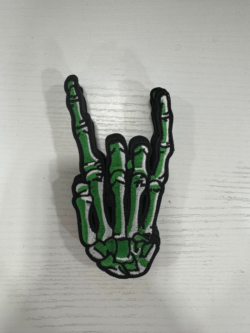 Green Skeleton Hand Patch