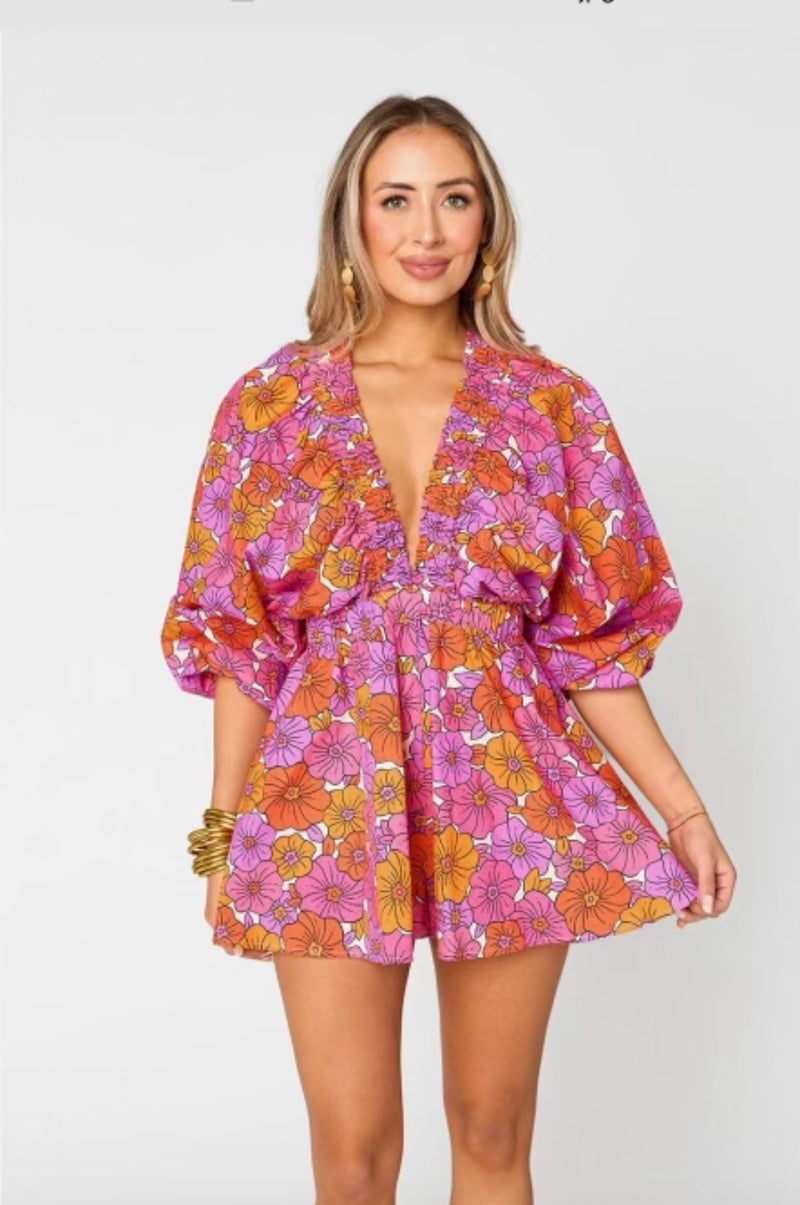 Palm Beach Tangerine Romper - FINAL SALE