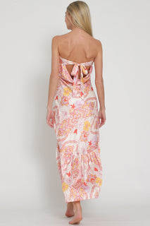 Ivory Pink Tube Midi Dress