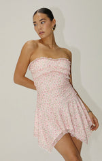 Pink Ditsy Asymmetrical Shortie Dress