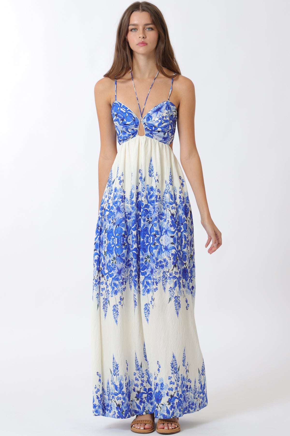 aakaa blue floral dress Aakaa | Dresses | Aakaa Floral Halter Top Maxi Dress