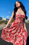 Red and Ivory Tube Tie Back Dress