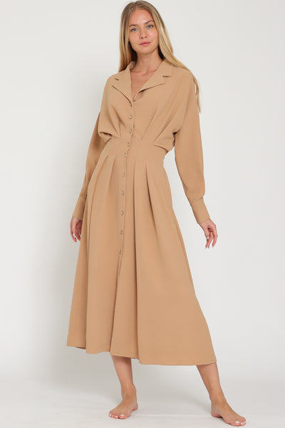 Camel long sleeve dress