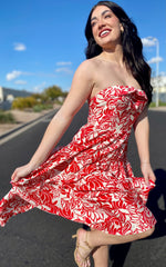 Red and Ivory Tube Tie Back Dress