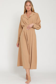 Camel long sleeve dress