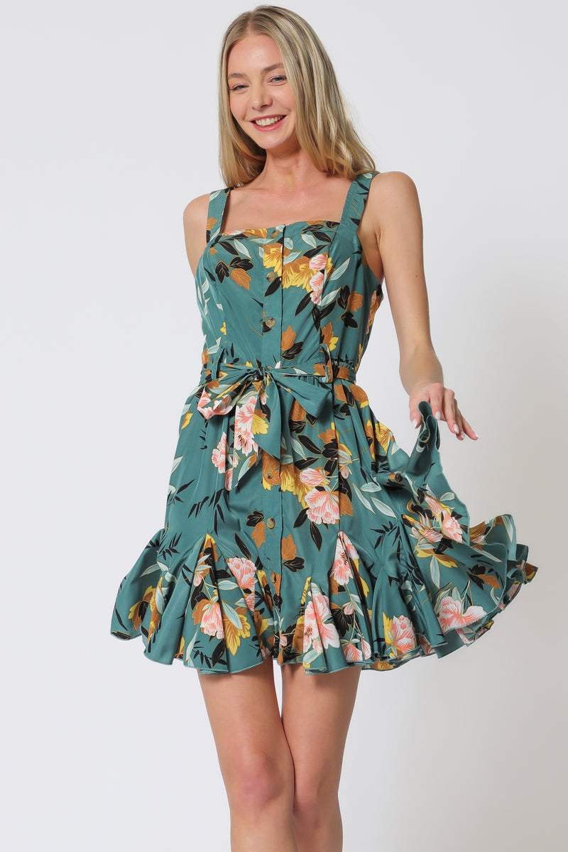 Emerald Floral Shortie Dress