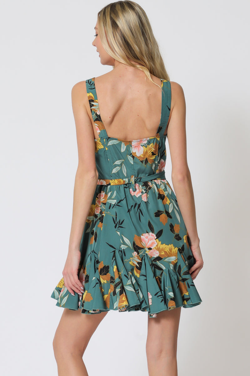 Emerald Floral Shortie Dress