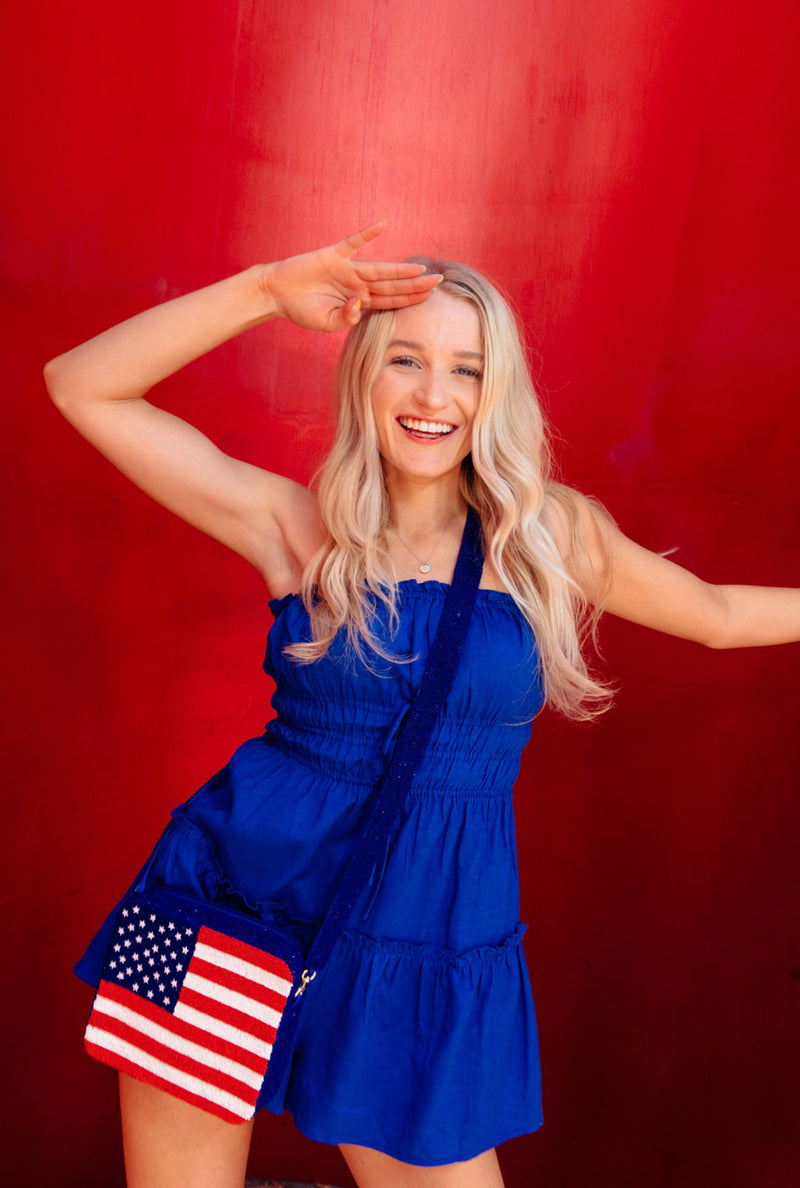 American Flag Hand Beaded Purse