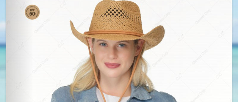 Dark Natural Cowboy Hat w/Chin Straps