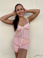 Lace Trim Plaid Shorts