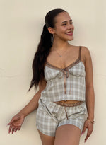 Lace Trim Plaid Shorts