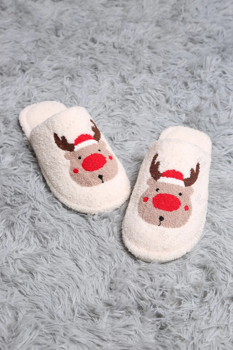 Reindeer Embroidered Comfy Luxury Slippers