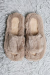 Fuzzy Solid Color Open Toe Slipper