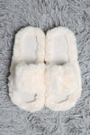 Fuzzy Solid Color Open Toe Slipper