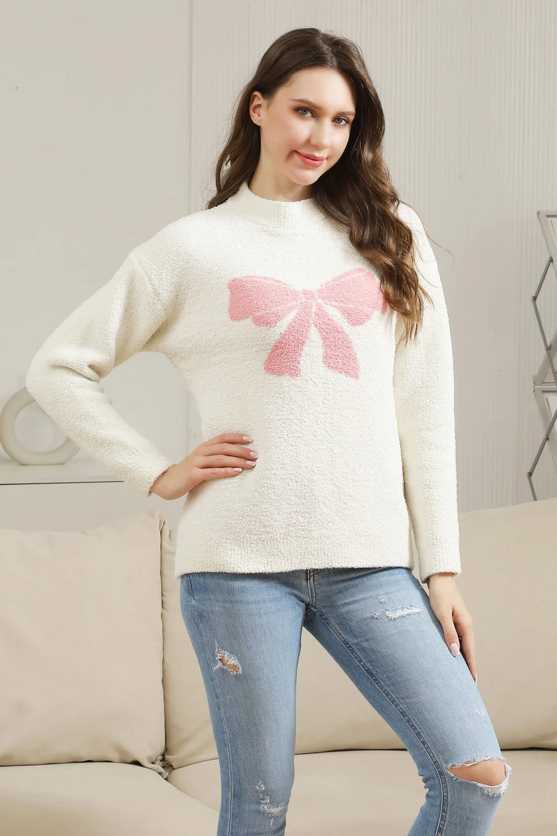 Pink Ribbon Crew Neck Luxury Sweater