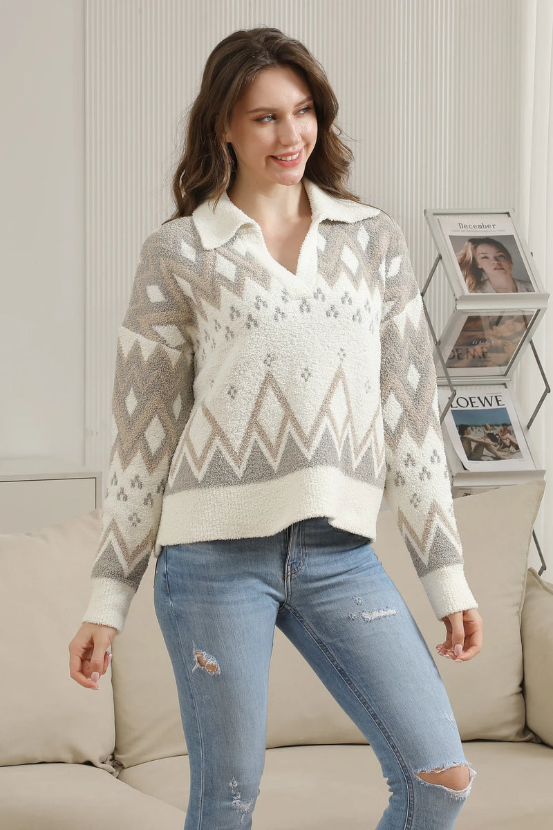 Tribal Collar Pullover Sweater