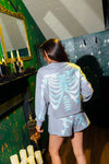 Dusty Blue Tonal Skeleton Short-Licensed FINAL SALE