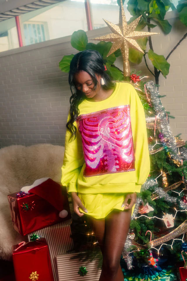 Lime Green Grinch Heart Xray Sweatshirt