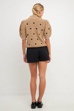 Beige w/Black Hearts Mock Neck Sweater