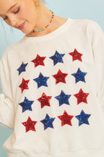 4TH OF JULY Star Patch Long Sleeve Terry Top