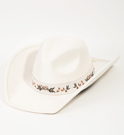 Flower Pattern Strap Cowboy Hat