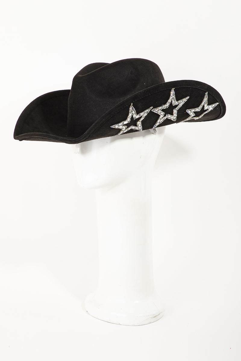 Black Studded Rhinestone Star Cowboy Hat