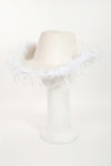 Faux Feather Trim Cowboy Hat