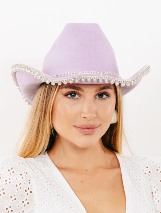 Rhinestone Pearl Trim Cowboy Hat