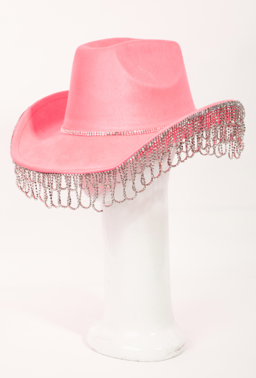 Intricate Rhinestone Curtain Fringe Cowboy Hat