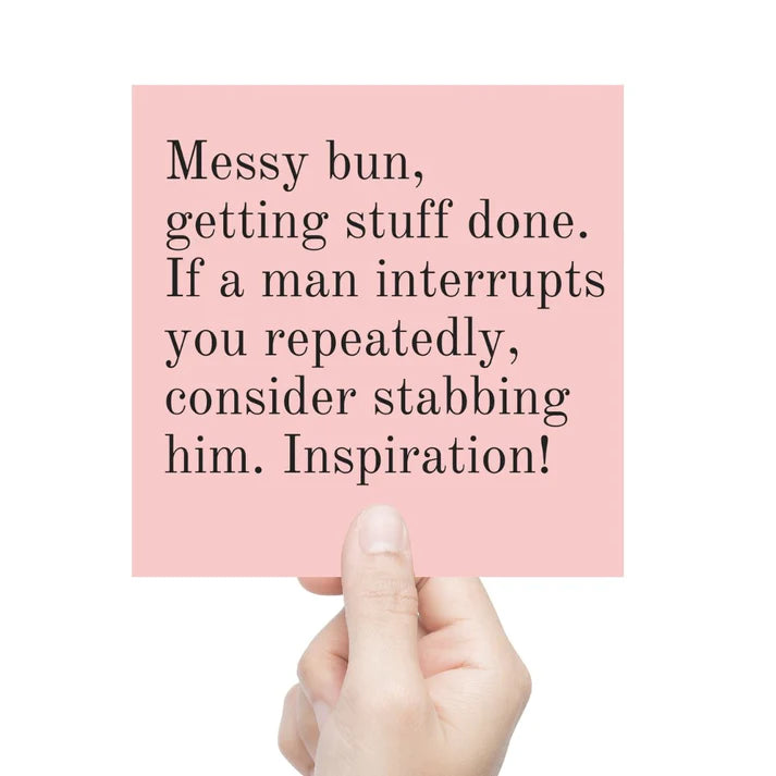 If A Man Interrupts You Repeatedly, Consider Stabbing Him Vinyl Sticker in Blush Pink