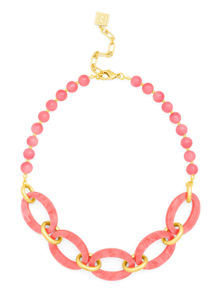 Glassbead Pink Collar Necklace