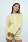 Light Yellow Cable Knit Cardigan