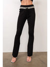 Lace Trim Ribbed Knit Pants