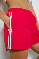 Red Nylon Track Shorts