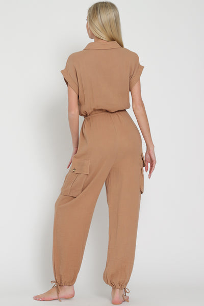 Off-White Button-Down Cargo Jumpsuit