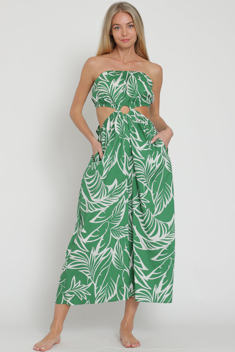 Green/White Tube Jumpsuit