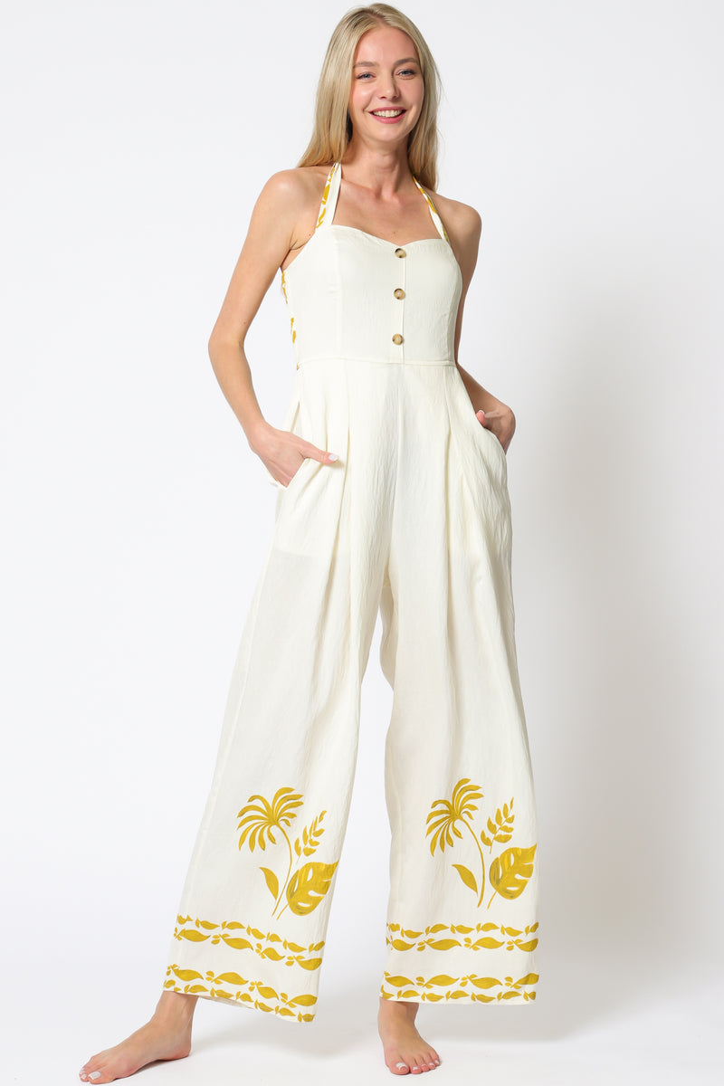 Golden Ivory Palm Jumpsuit
