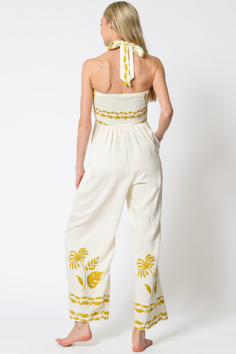 Golden Ivory Palm Jumpsuit