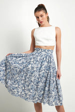 Blue and White Midi Skirt