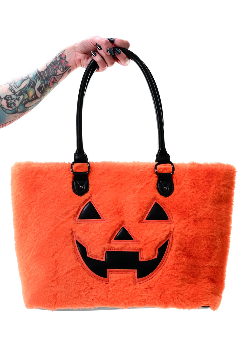 Fuzzy Jack Tote in Orange/Black