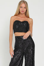 Tube Corset Sequin Cropped Top