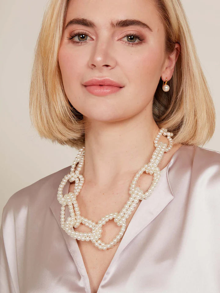 Pearl Beaded Link Collar Necklace
