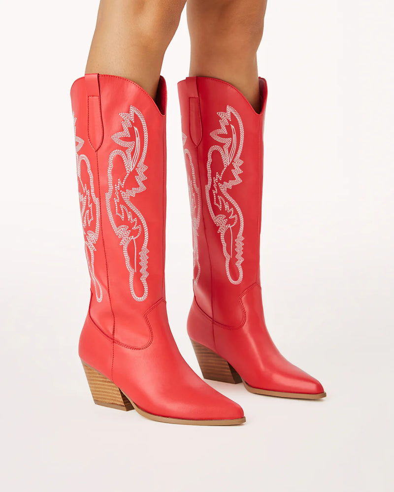 Chilli Red Embroidered Boot