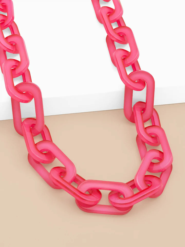 Long Chunky Cable Pink Necklace
