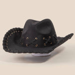 Braided Brim Faux Suede Cowboy Hat