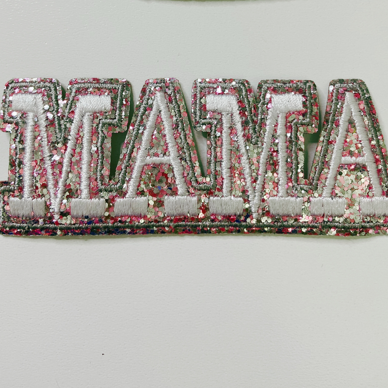 4" MAMA / 3" MINI  - Glitter + Embroidered Hat Patch